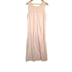 VTG Barbizon Womens Cotton  Grandma Sleeveless Long Nightgown Sz L Lace Cottage